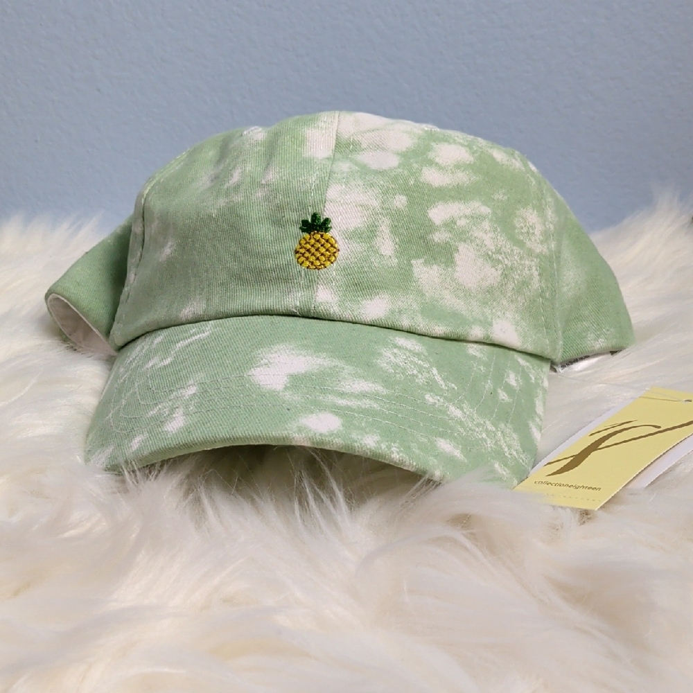 Green Tie-Dye Cap with Pineapple Embroidery